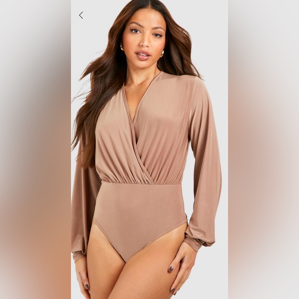 Boohoo Blouson Sleeve Wrap Bodysuit – US 12 (Tall)